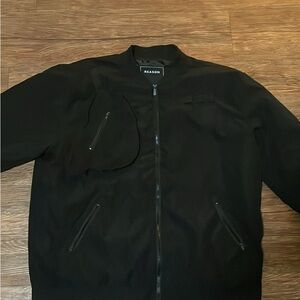 Reason Men's Classic Black Bomber Jacket